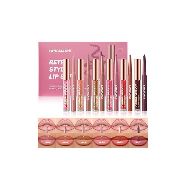 Jolilab Matte Lip Liner Oil Set, Makeup Set Natural Smooth Long-Lasting And Hydrating Beauty Daily Cosmetics Gift for Girls Easy-to-Use（12pcs）