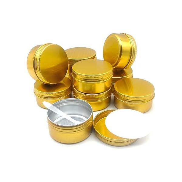 12pcs 1oz 30ml Aluminum Tin Jar, 30g Refillable Makeup Container, 30 Gram Gold Screw Lid Round Can Sample Pot for Cosmetic DIY, Handmade, Lip Balm, Cream, Salve, Toner, Candle, Paint, Scrub
