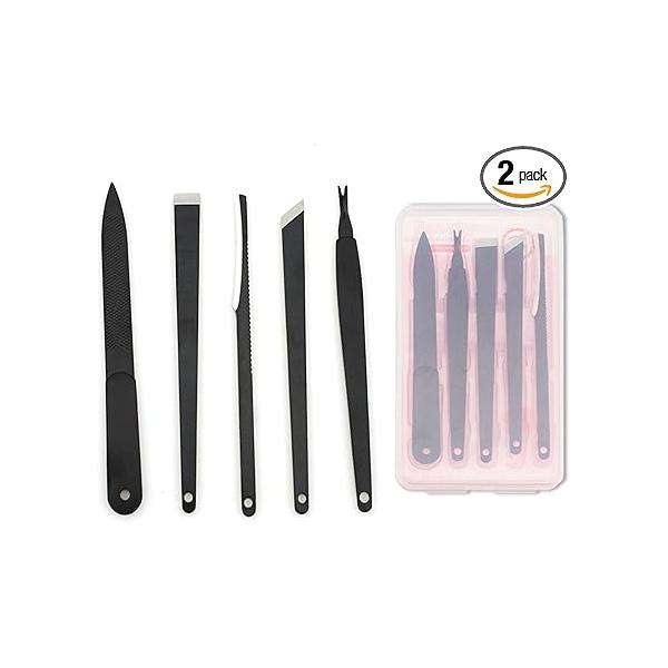 2Sets Pedicure Tools Stainless Steel Foot Scrapers Black Knifes Dead Skin Removal for Removing from Feet and Hands