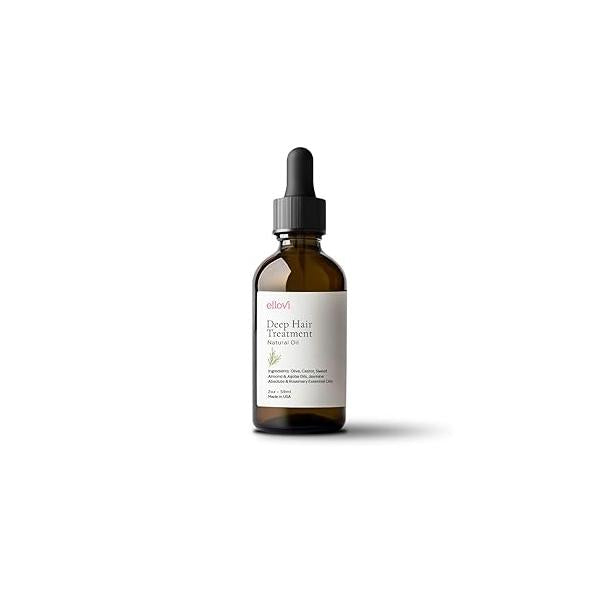 Deep Hair Treatment Oil - Natural Leave-In Repair for Growth & Hydration Castor, Jojoba, Almond Rosemary Vegan, Clean, Frizz Control All Types, 2oz