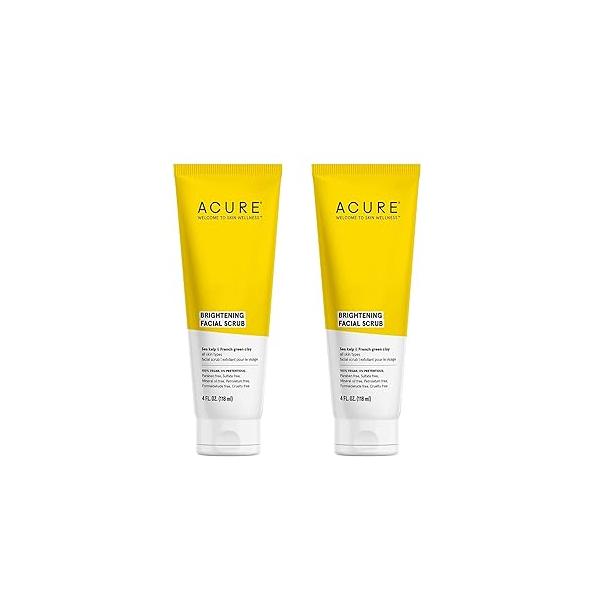 Acure Organics Brightening Facial Scrub, 4 fl. oz, Pack of 2