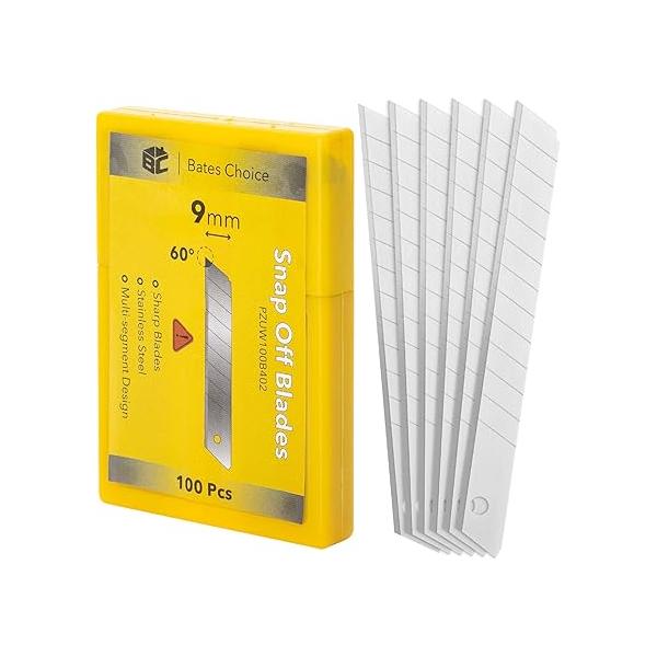 Bates Snap Off Blades, 100pcs, 9mm, 60 Degree, Stainless Steel Razor Blades
