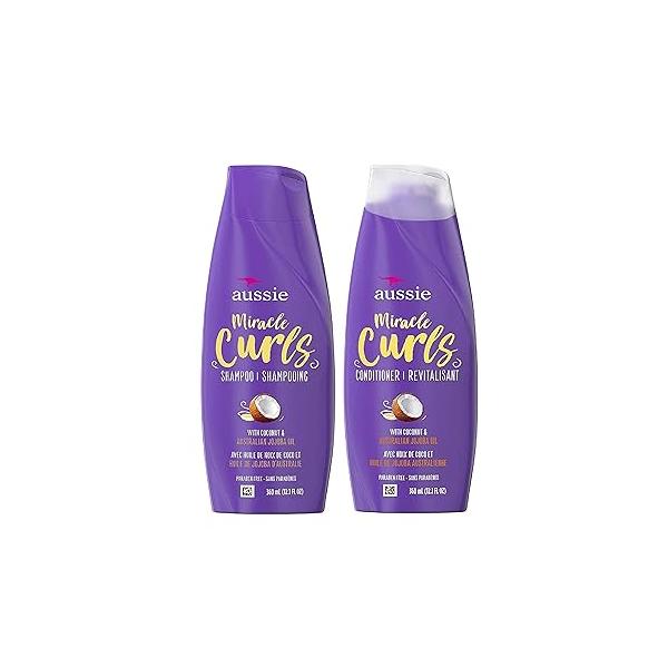 Aussie Miracle Curls Shampoo and Conditioner Set with coconut & australian jojoba oil-12.1 fl oz each