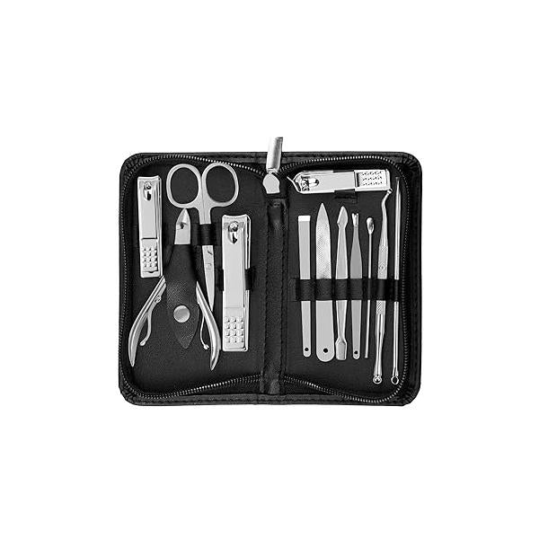 Nail Kit, Manicure Care Kit For Women, Pedicure Set, Clippers Toenail Professional Green Travel Case, Set of 12.
