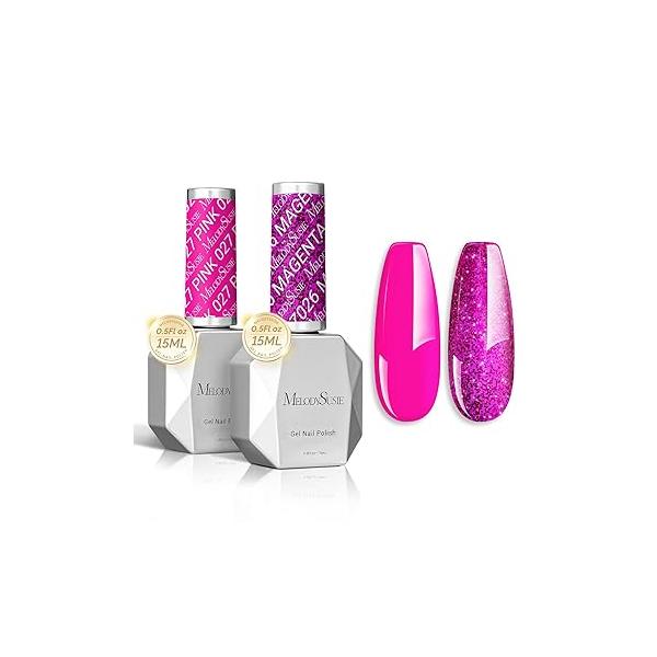 MelodySusie Thick Gel Nail Polish Set- 2 Pcs 15ML Black & White Set Soak Off UV LED Christmas Gift for Women Art Manicure Salon DIY Design Decoration at Home