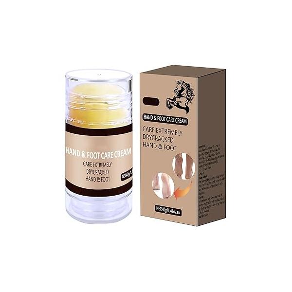 Foot Cream for Dry Cracked Heels and Feet, Horse Oil Balm Repair Knees Elbows Hands Hydrate & Nourish Care Calluses Softens Skin Exfoliates Dead Women Men 1.41oz