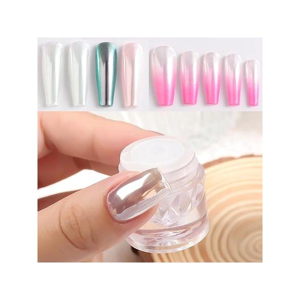 Chrome Nail Powder Set 14 Colors Pink Blue Silver Metallic Effect Mirror for Nails With Brushes Holographic Pigment Chameleon Flakes Gold Leaf Decoration Supplies