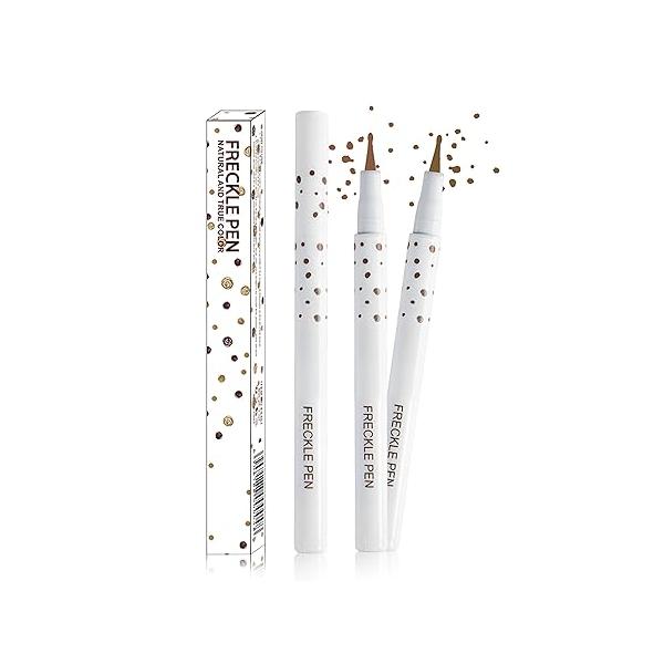 Erinde Upgrade Liquid Freckle Pen, Fake Freckles Stamp Air Cushion, Long Lasting Waterproof Quick Dry Lifelike Magic Marker for Natural Sunkissed Makeup, 01 Saddle Brown