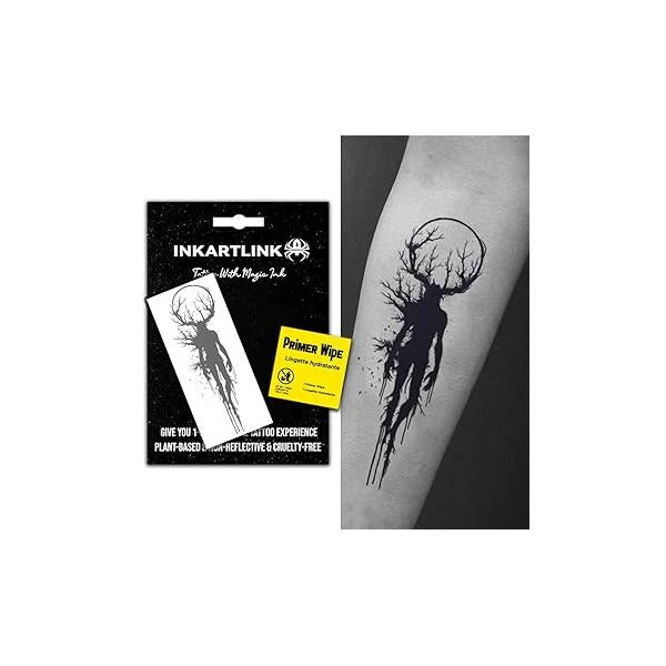 Temporary Tattoos, Semi Permanent Adult Art Designs, Waterproof Party Favors, Tattoo Stickers Realistic, No Adhesive, Lasts 1-2 Weeks (The devil is out of body)