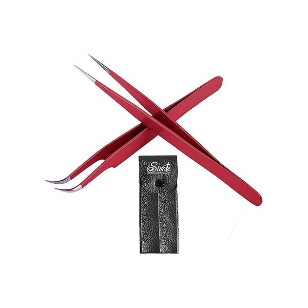 SIVOTE Lash Tweezers for Eyelash Extensions, Pack of 5 Peach - Extension Set with Diamond Grip, Precision Fiber Tip Volume Extensions