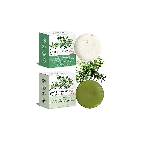 2 Pack Rosemary Shampoo Conditoner Bar Set,Thinning Hair-Volume & Conditioner for Men and Women,Hair Thickening Regrowth Treatment,Hair Growth Soap Anti-Hair Loss