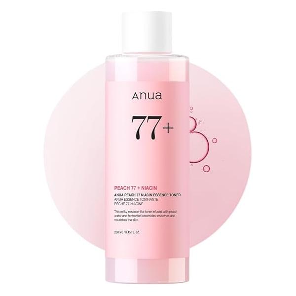 Anua Peach 77 Niacin Essence Toner 250ml / Brightening for Face, Niacinamide, Panthenol, Ceramides, Facial Glass Skin, Korean Skin Care (8.45 fl.oz.)