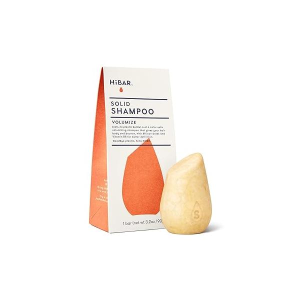 HIBAR - Volumize Shampoo Bar For Fine & Flat Hair Add Body, Definition Volume With African Dates Vitamin B5 Plastic-Free Soap, Paraben Sulfate-Free Color Safe Vegan -1 Solid