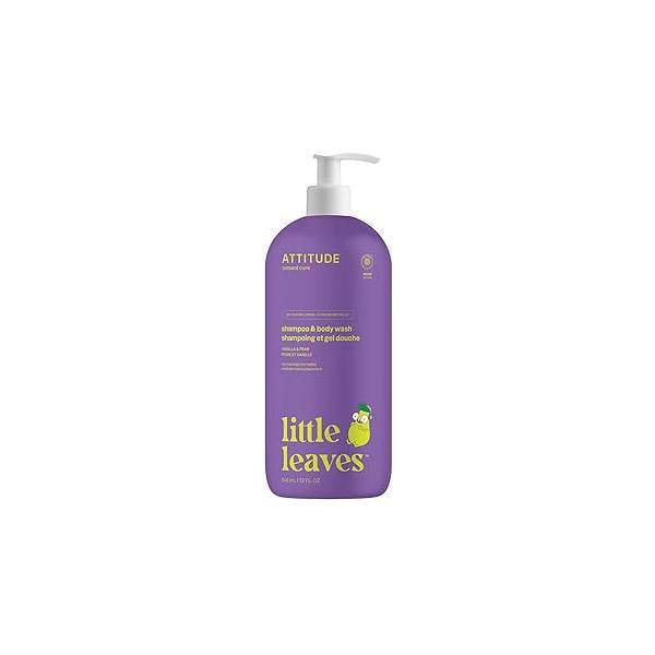 ATTITUDE Shampoo and Body Wash for Kids, EWG Verified Hair Cleanser, Dermatologically Tested Soap, Plant Mineral Based Bath Products, Vegan, Vanilla Pear, 32 Fl Oz