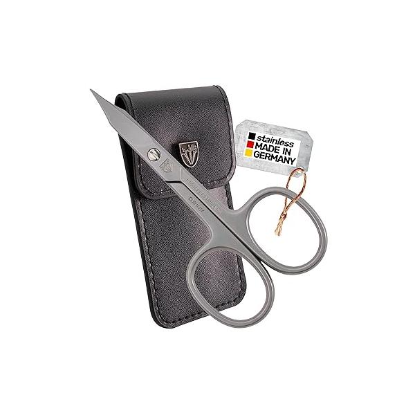 3 Swords Germany - brand quality STAINLESS STEEL INOX CURVED CUTICLE SCISSORS (1 PIECE) with case for manicure pedicure nail care by Made in