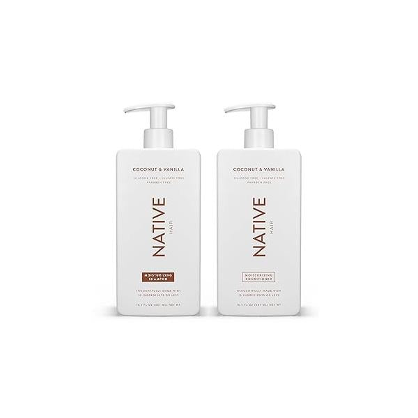 Native Coconut & Vanilla Shampoo and Conditioner Contain Naturally Derived Ingredients | All Hair Types, Color Treated, Fine to Dry Damaged, Sulfate Dye Free - 2-Pack