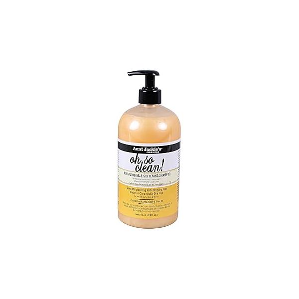 Aunt Jackie's Curls and Coils Oh So Clean, Large 24oz Family Sized Pump, Deep Moisturizing Softening Hair Shampoo for Natural Curls, Waves, Enriched shea Butter