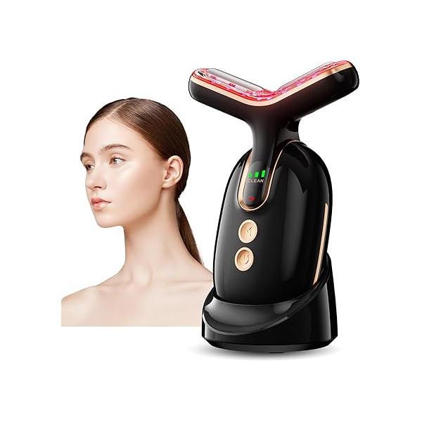 3 Massage Modes Face Neck Massager,3 Color Rechargeable Facial Massager,at Home Culpting Tool for Skin Care(Black)