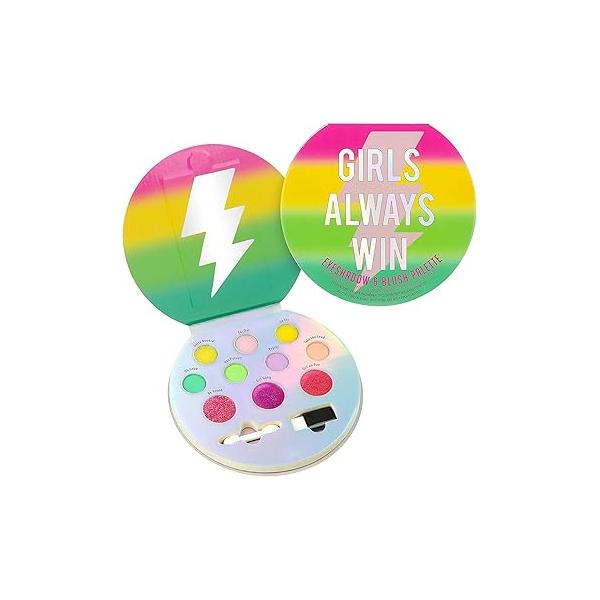 Cool Glisten & Glitter Makeup Palette 10 Color Eyeshadow Blush Novelty Beauty Set, Fold Out Compact with Mirror, Cute Gifts - Washable, Non-Toxic