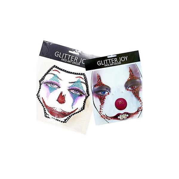 Fake Bat Day Of The Death Skull Face Gems Jewels for Halloween Makeup,2-Pack