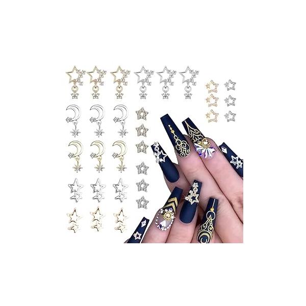 Barbiecore Nail Charms, Pink Gun Head Lip Heart Saturn Rhinestione Art Charms Jewelry Decorations Acrylic Gems Accessories for Women Girl DIY Crafts Supplies