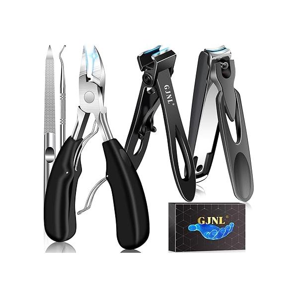 Toenail Clippers for Seniors Thick Nails - Angled Head Large Toe Nail Men, Heavy Duty Ingrown Toenails with Wide Jaw, Sharp Cutter Catcher Long Handle
