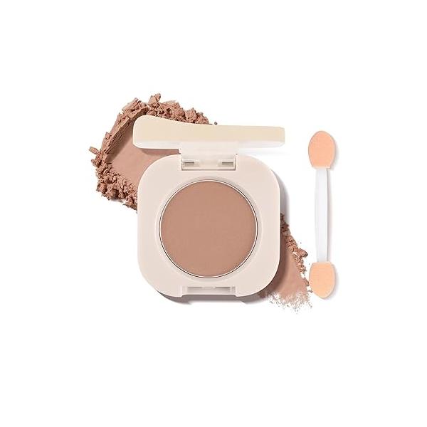 Single Matte Eyeshadow with Brush, Nude Beige Brown Eye-Shadow Palette Makeup Kit, Silky Fine Pressed Eye Shadow Powder Lightweight & Ultra-Blendable Formula for Daily Natural Make-Up (#06)