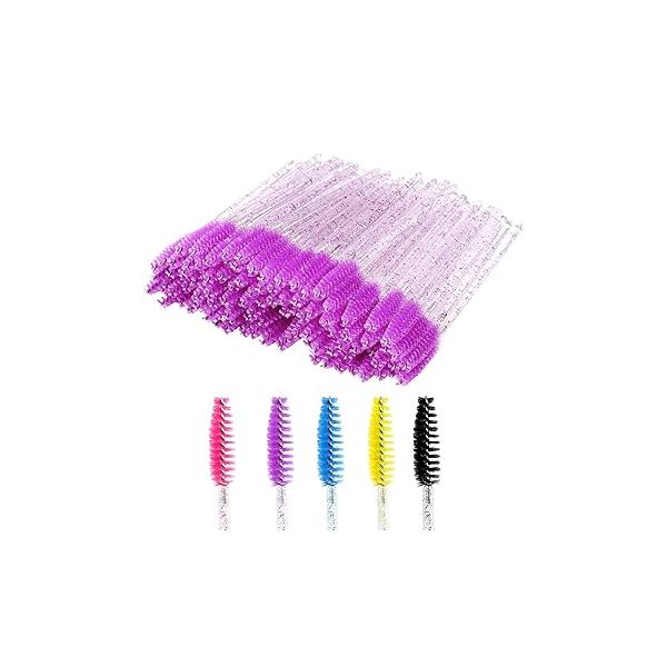 200 PCS Disposable Crystal Eyelash Mascara Brushes Wands for Eye Lash Extension, Eyebrow and Makeup (Black)