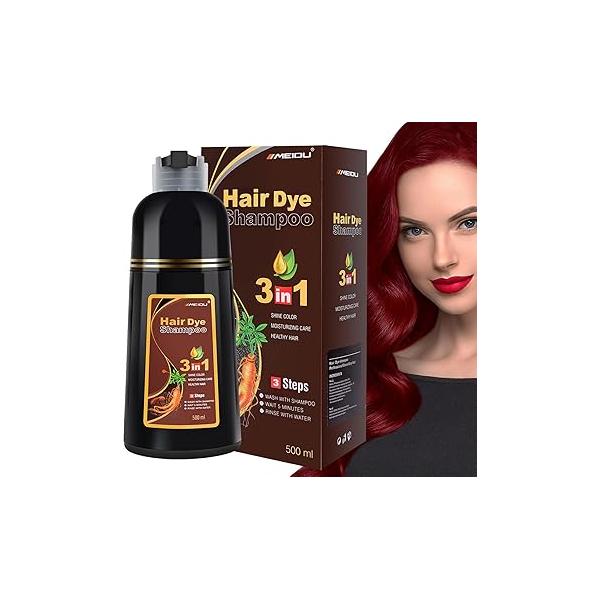 Black Hair dye Shampoo 3 in 1, Natural Color for Gray Hair, Tinte Para el Cabello Women and Men 100% Grey Coverage, 350ml