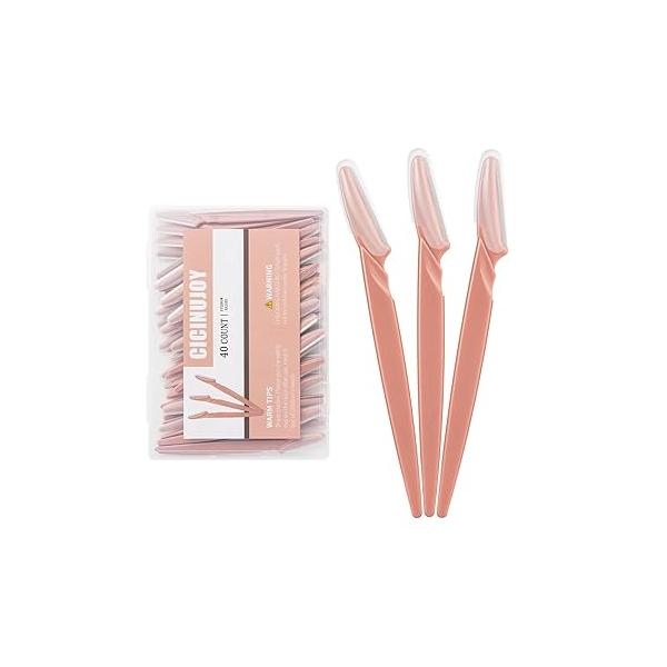 40pcs Eyebrow Razor for Women, Face Shaver Kit Dermaplaning Tool Peach Fuzz Removal, Stainless Steel Blades with Protective Covers | Trimmer, Facial Hair Removal
