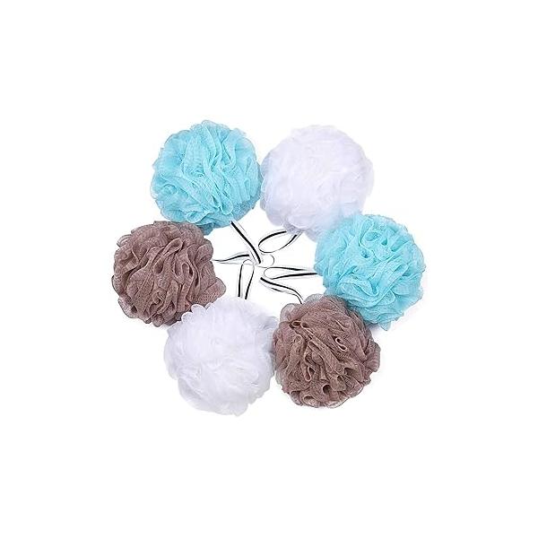 Tbestmax 4 Pack Bath Sponge Pouf Shower Loofah Body Scrubber Exfoliator, 60g/Piece - Colors