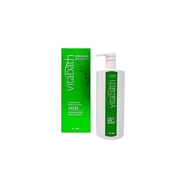 Vitabath Original Spring Green Moisturizing Bath & Shower Gel Wash Intoxicating Botanical Skin Rejuvenation, Hydrating Dry Skincare, Body Cleanser Foaming Gelee - 32 oz