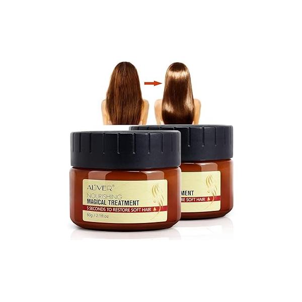 Magical Keratin Hair Treatment Oil, 2pcs Advanced Molecular Roots Professtional Conditioner, 5 Seconds to Restore Soft Hair, Deep Suitable for Dry & Damaged Hair-60ml