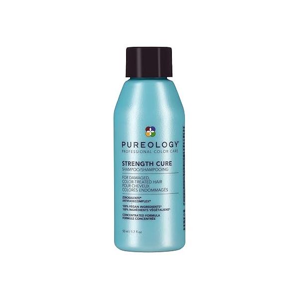 Pureology Strength Cure Shampoo - For Damaged or Color-Treated Hair, Strengthens & Prevents Breakage, Seals Split Ends, Vegan Sulfate-Free