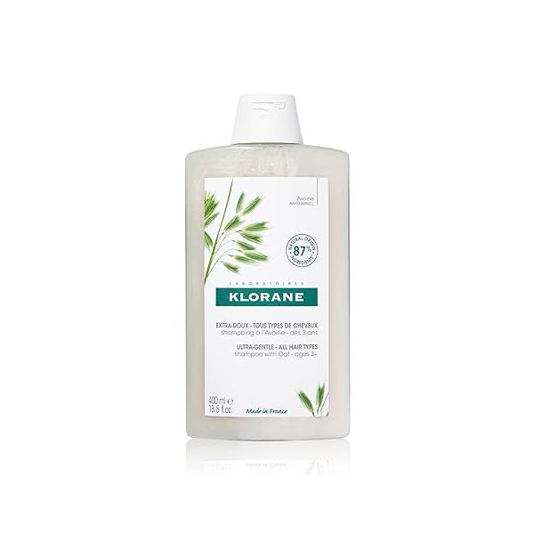 Klorane Ultra-Gentle Shampoo with Oat Milk - Sulfate-Free Dermatologist and Pediatric Tested Hypoallergenic, Vegan, Plant-Based Fomula High Tolerance Formula for Whole Family