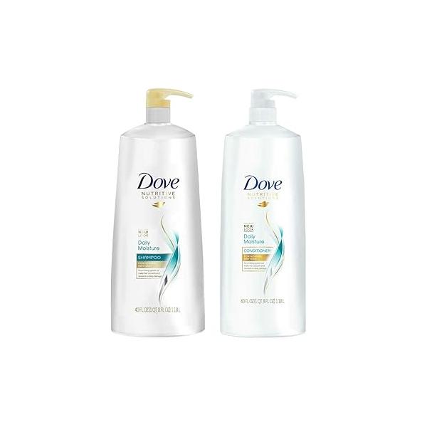 Dove Nutritive Solutions Daily Moisture, Shampoo and Conditioner Duo Set, 40 Ounce Pump Bottles