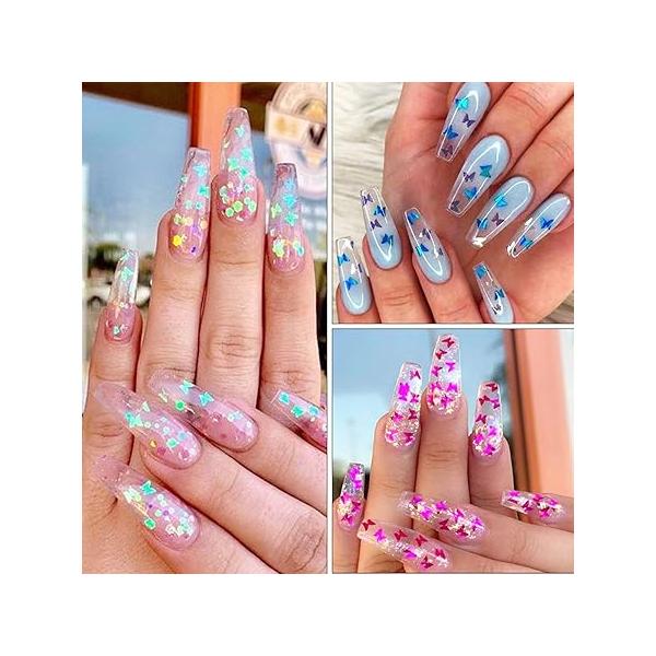 Square Glitter Nail Art Sequins, 12 Colors Rectangle Glitters Flakes Design, Holographic 3D Sparkly Acrylic Nails Supplies for Women Girls Manicure Powder Charms Decorations, DIY Shiny Tips