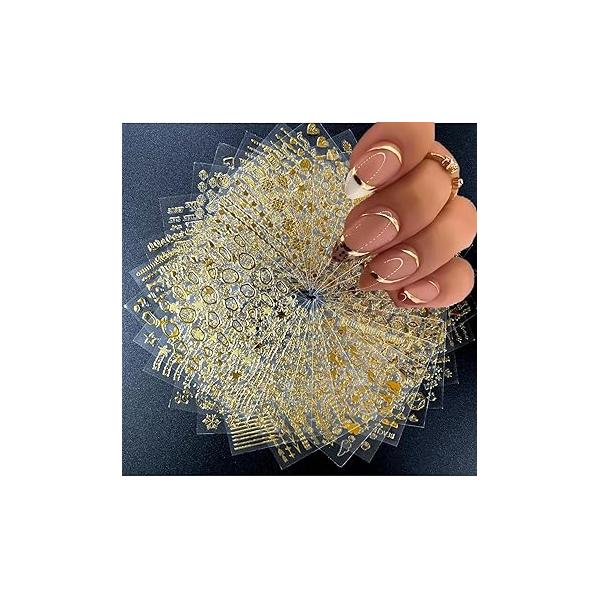 30 Sheets White Flower Nail Art Stickers, with Rhinestones Designs Decals 3D Self Adhesive Stickers Supplies for Nails Decorations