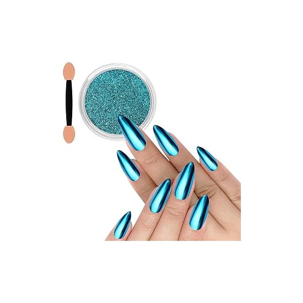 Allstarry Chrome Nail Powder Champagne Gold Metallic Mirror Effect Dust Glitter Glazed Manicure Decoration Reflective Pigment for Gel Polish Art Resin Craft, Festivals