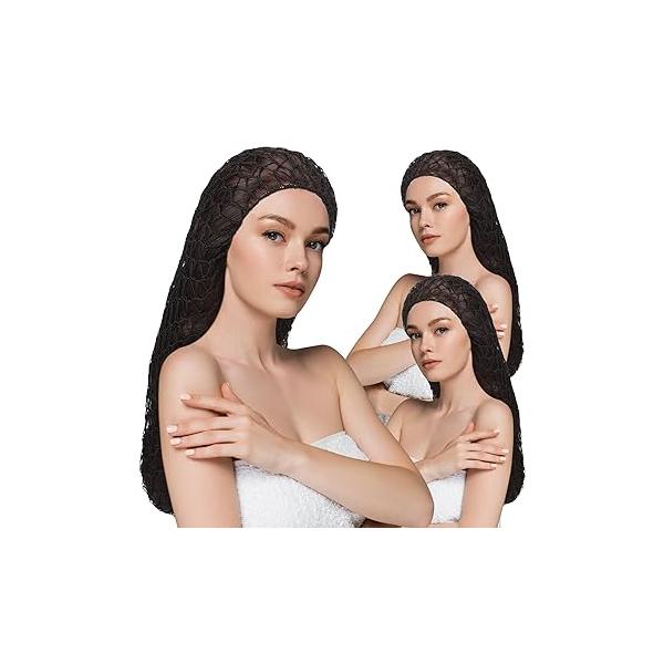 5 Pcs Snoods for Women Hair, Extra Large Hair Nets Mesh Net Crochet Sleep Bonnet Length Rayon Wrap Curly