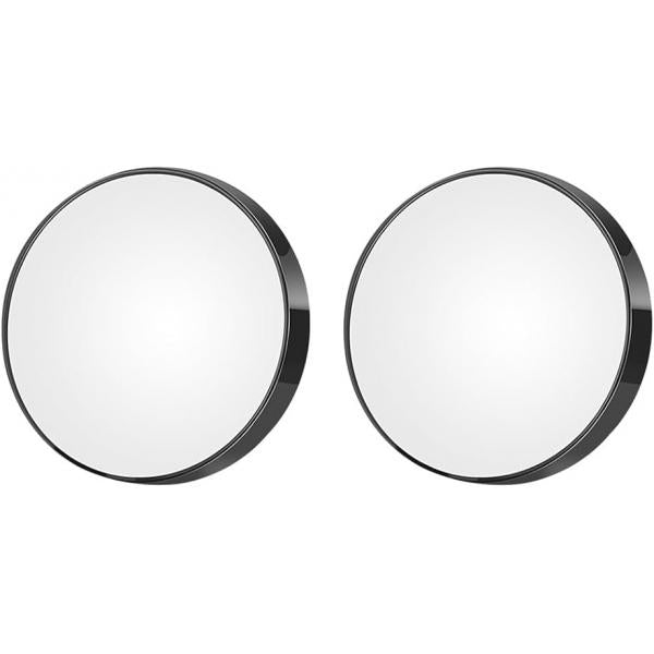 2Pcs Compact Round Magnifying Makeup Mirror with Suction Cups - 10X & 15X Magnification for Travel and Beauty Portable 3.46 Inch Black Cosmetic Tool