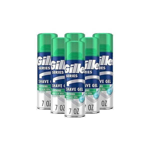 Gillette Series 3X Sensitive Shave Gel, Hydrates, Protects and Soothes Skin, 7 Ounce (Pack of 6)