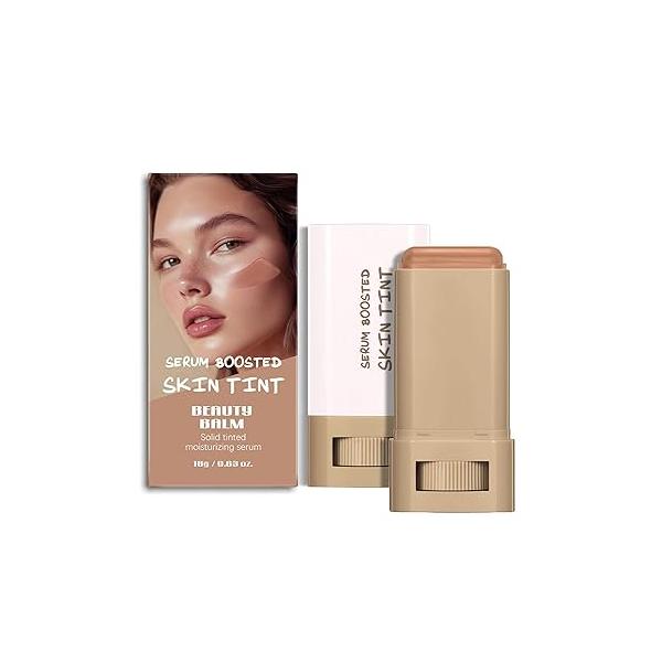 2 Pcs Foundation Stick Beauty Balm Serum Boosted Skin Tint Solid Tinted Moisturizing Contour for Women Natural Finish Makeup (#03, 0.63 OZ)