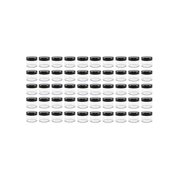 12 Pcs 15ml/0.5oz Small Travel Containers Clear Plastic Cosmetic Jar Refillable Roun for Beauty Lotion Cream Products Sample Bottles Black With Screw on Lid Container