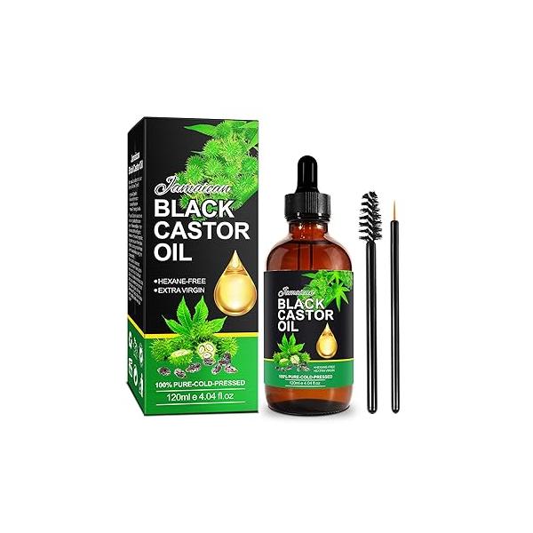 Jamaican Black Castor Oil Organic Cold Pressed Glass Bottle, 4.04 fl oz