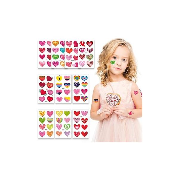 80 Pieces Heart Tattoo Assorted Tattoos Valentines Day Red Temporary Waterproof Temp Hearts Love Fake Valentine for Kids Decal Stickers Women