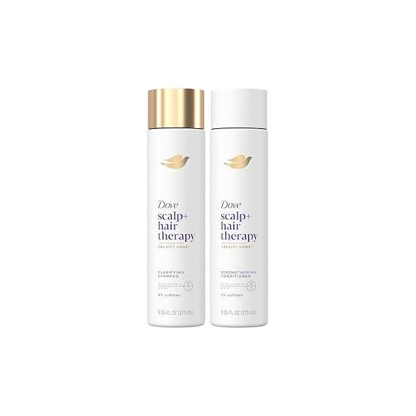 Dove Scalp + Hair Therapy Set - Density Boost Clarifying Shampoo and Strengthening Conditioner with Vitamins B3 & E, Zinc Peptides, 9.25 Oz Ea (2 Piece Set)
