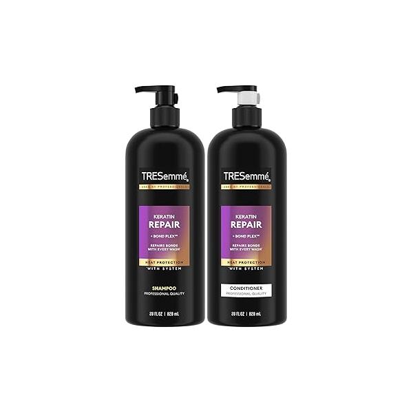 TRESemmé Shampoo and Conditioner, Keratin Repair - Bond Hair Treatment, Frizz Control, 28 Oz Ea