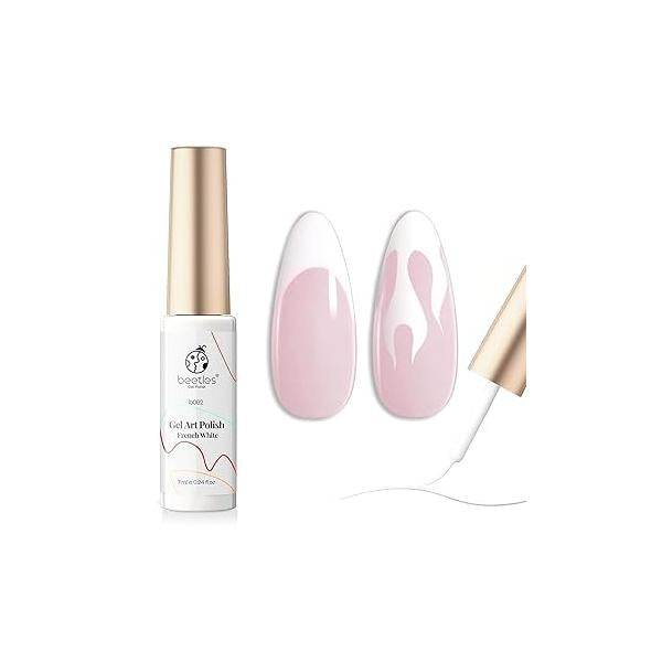 Beetles Nail Stamp, 4Pcs French Tip Tool Easy Manicure Stamper Single Head Soft Silicone Long & Short Stamp with 2Pcs Scraper Decorations Gift for Women