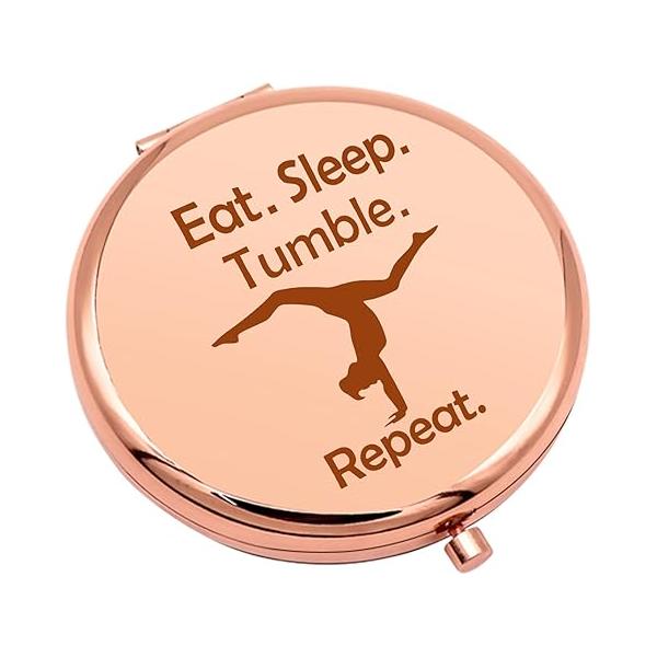 Gymnast Coach Gift Appreciation Gifts Compact Makeup Mirror Instructor Thank You Inspirational Gymnastics Teacher Folding Christmas Birthday(Silver)